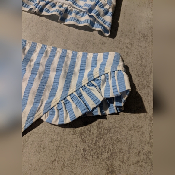 NWT Free People x Paper Blue White Striped Ruffle Bikini, L / XL - Picture 7 of 15